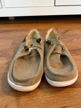 Corkys Olive Tan Canvas Slip-On Flats